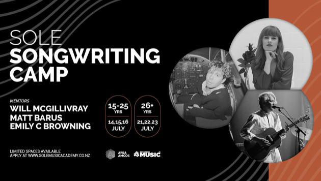 SOLE Music Academy presents a 3-day Songwriting Camp where attendees will be mentored by 3 of Ōtautahi's finest songwriters