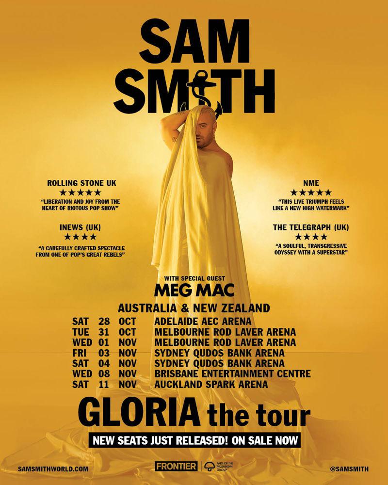 Sam Smith (UK): New tickets just released across all Gloria the tour New Zealand shows