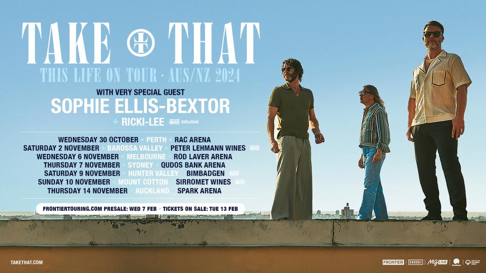 Take That confirm their return to New Zealand with This Life On Tour 2024 – with special guest Sophie Ellis-Bextor