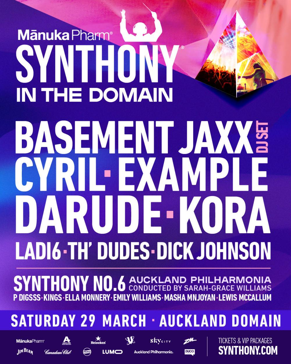 Basement Jaxx (DJ Set) & Darude join the Mānuka Pharm Synthony in The Domain 2025 Lineup