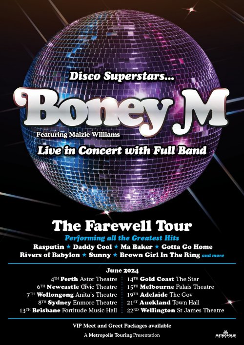 Boney M Announce 'The Farewell Tour' June 2024 New Zealand Dates